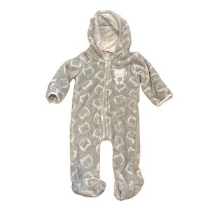 Penelope Mack Gray Cat Patterned Footie